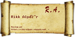 Rikk Alpár névjegykártya